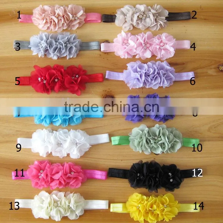 CF 0822 baby girls wholesale hair clip materials chiffon rosette butterfly hair bow