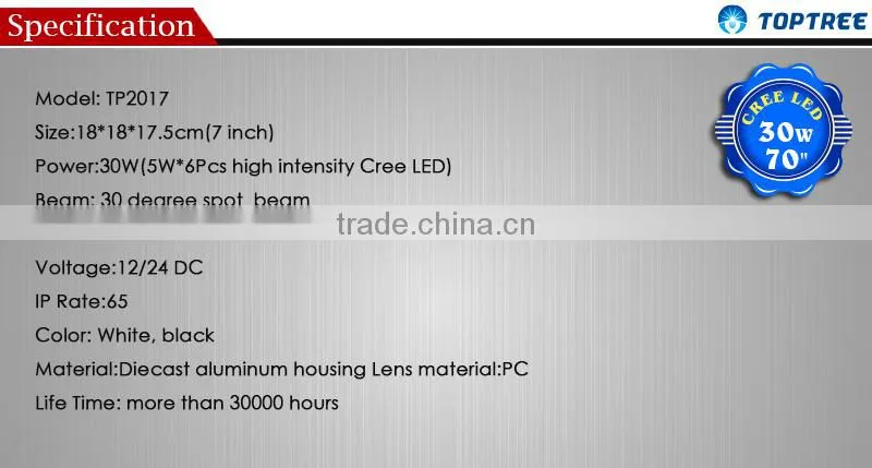 7" 30W cree led work lamp car roof magnetic base remote control