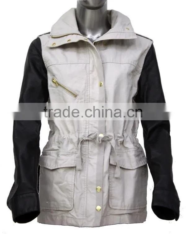 ALIKE lady jacket spring jacket cotton jacket with pu sleeve