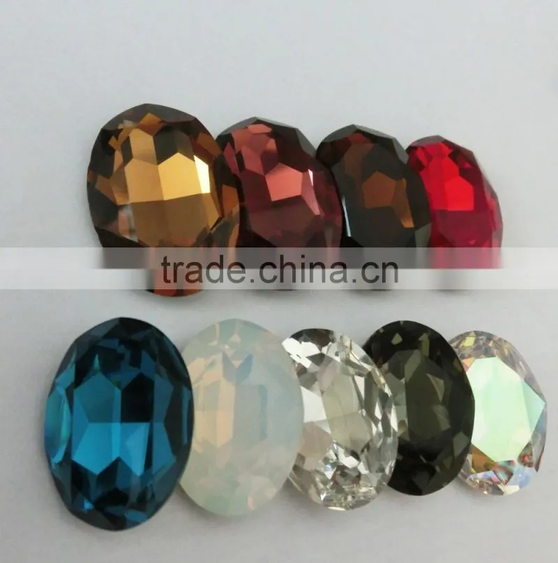 garment small size indigo-blue sew on rhinestone oval synthetic gemstone