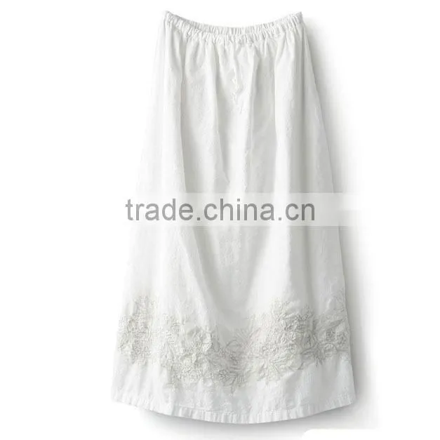 The newest lady casual simple fashion cotton long white skirts