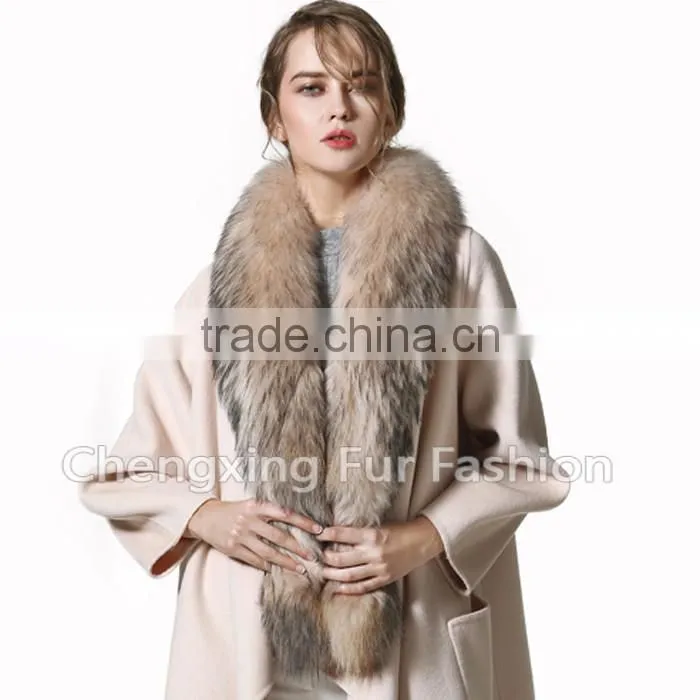 COLLAR-R3C Fur Collar Ranch raised Real Raccoon Fur Scarf