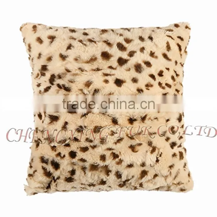 CX-D-100B Leopard Print Home Decoration Fashion Rabbit Fur Pillow Case