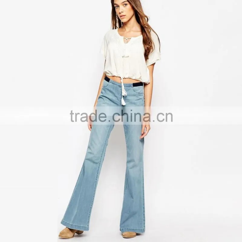 denim fashion custom loose wide-legged jeans new designs photos