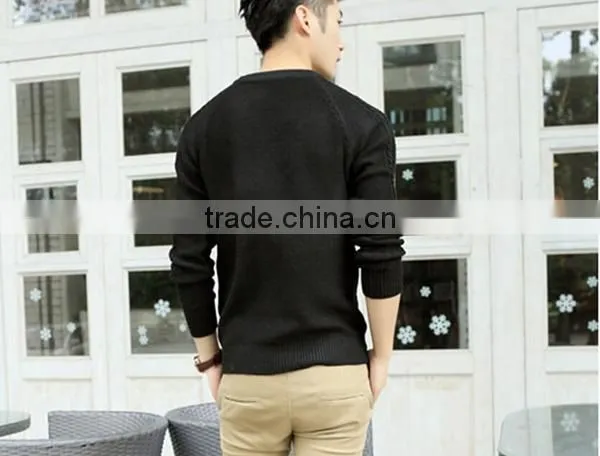 Crew neck men argyle pattern cable fancy sweater