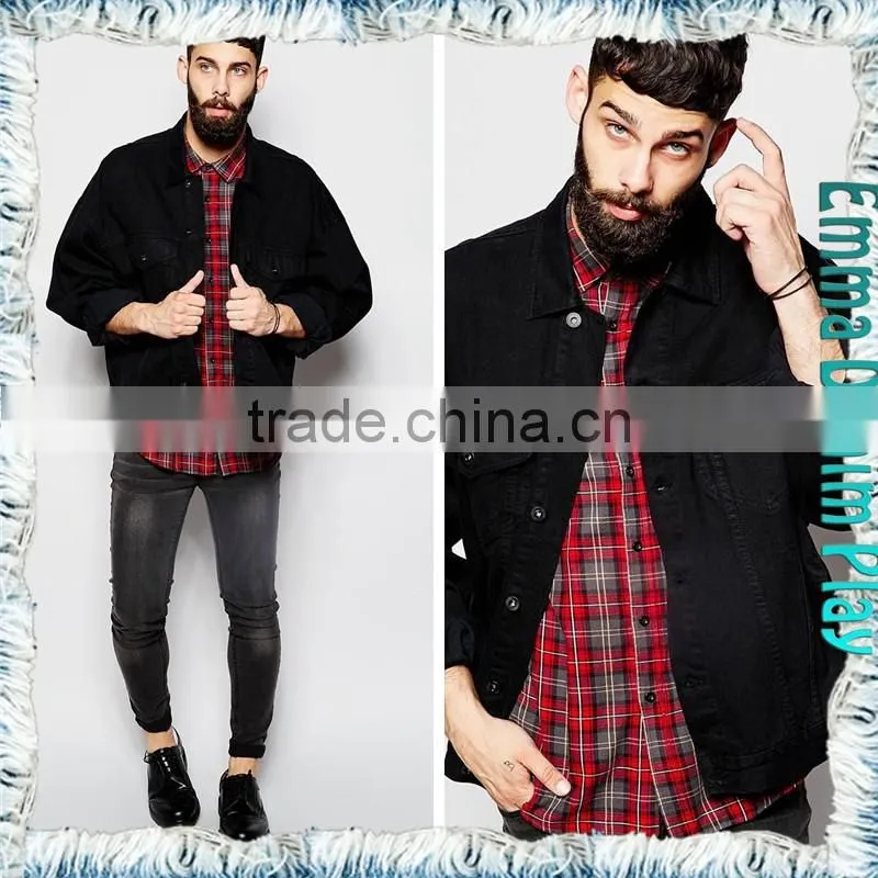 Autumn New Fashion Mens Black Denim Metal Button Jackets