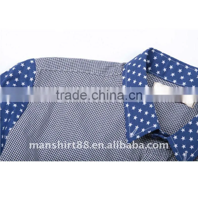 contrast color short sleeve men shirts