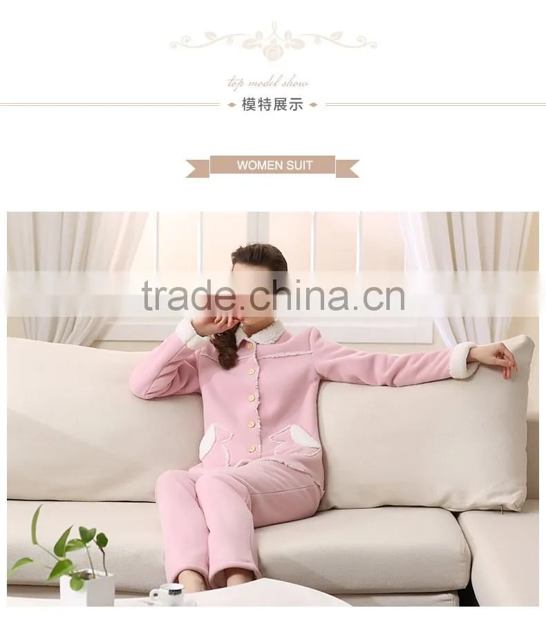 Functional service Qianxiu long sleeve winter fleece ladies nighty