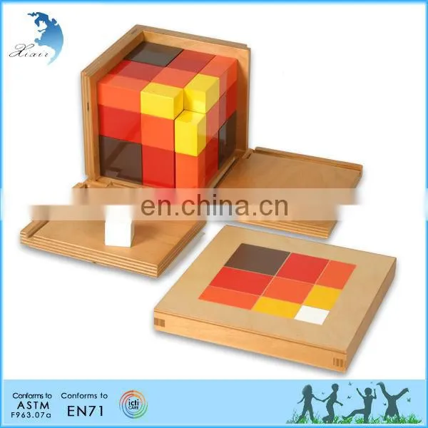 Preschool Wooden Educational Montessori Material EN71 Mathematic Toy Arithmetic Trinomial Cube