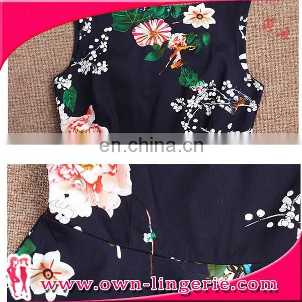 Vintage Tea Dress With Belt Wholesale Western Women Clothing Girls Skater Dress swing Vintage Dress with belt