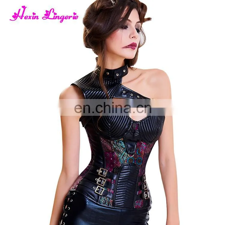 Wholesale Halloween Women Vintage Printed Underbust 14 Latex Corset