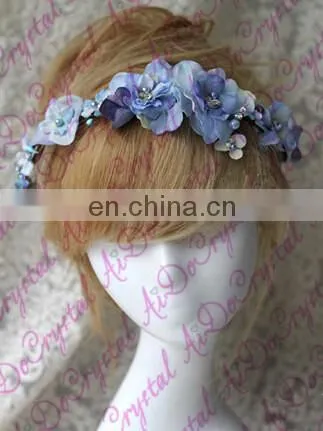 Aidocrystal elegance blue artificial flower crown fascinators, wedding party tiaras for women