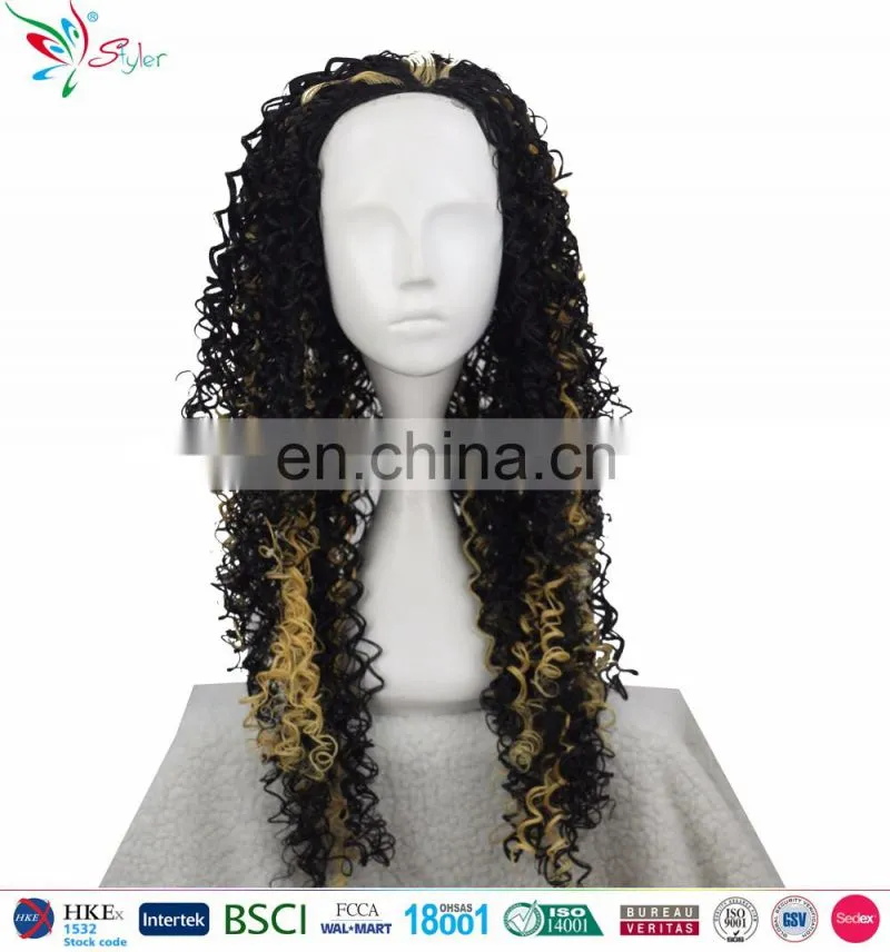 Styler Brand long black curly online store hot selling and top quality virgin hair cosplay afro wig