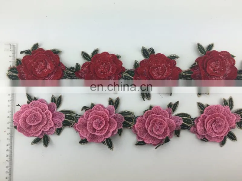 factory manufacture multicolor national style embroidery designs 3D flower lace