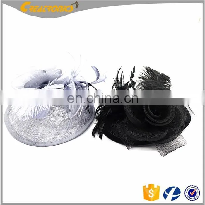 Womens Feather Mesh Net Sinamay Fascinator Hat Based Fascinator with Hair Clip Sinamay Hat Tea Party Derby