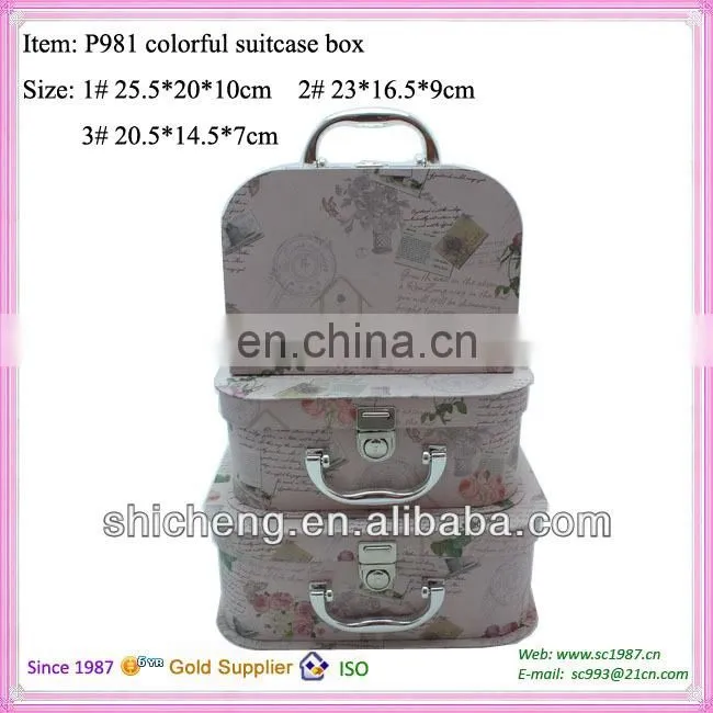 Fancy elegant attractive suitcase box with plastic handle