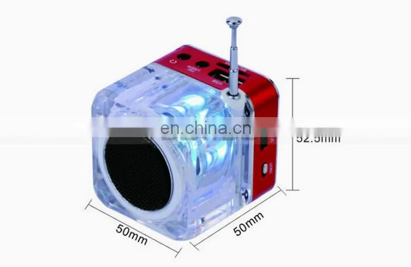 Antenna FM Radio 16G Memory MP3 Player Mobile Mini Portable Crystal Speaker