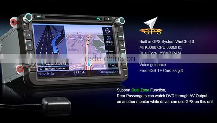 Erisin ES8405V 8 inch 2 Din Car DVD Player for TIGUAN CADDY GOLF 5