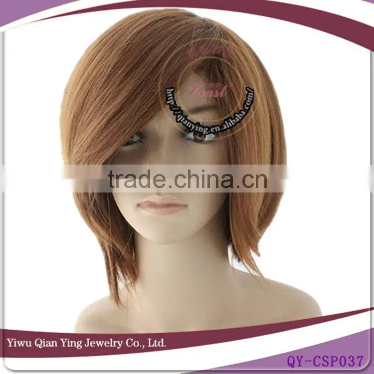 very short dark brown cosplay hair wig men