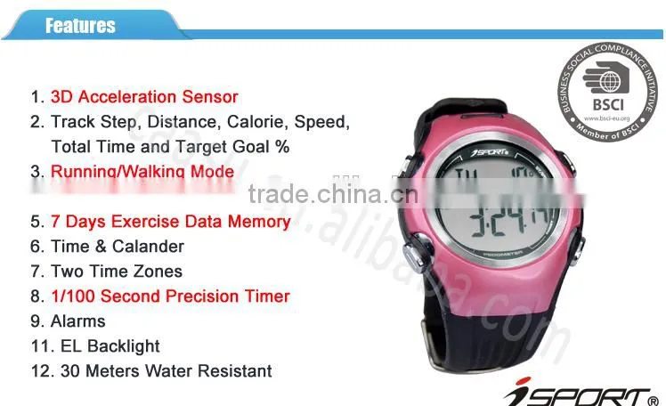 3D Alarm Calorie Counter Waterproof Pedometer Watch