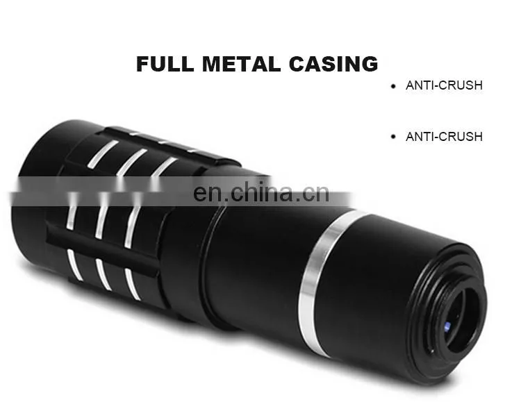 Universal Cell phone 12X Magnification Glass Fisheye Macro Wide Angle Camera Lens