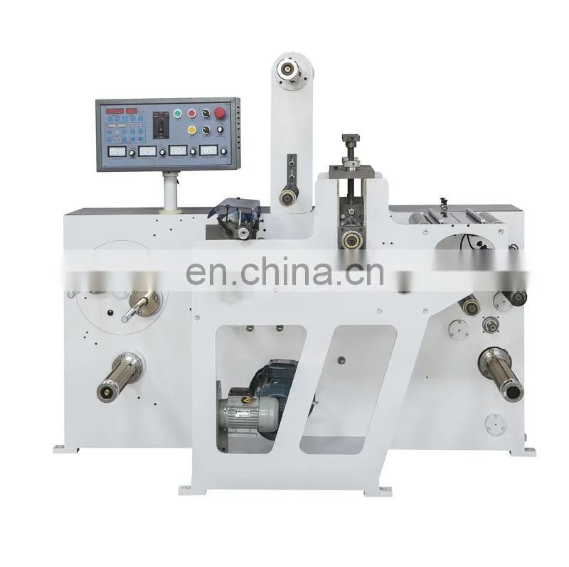 USK320 Roll to Roll Automatic Self Adhesive Blank Barcode Sticker Rotary Kiss Die Cutter Slitter Rewinder Machine
