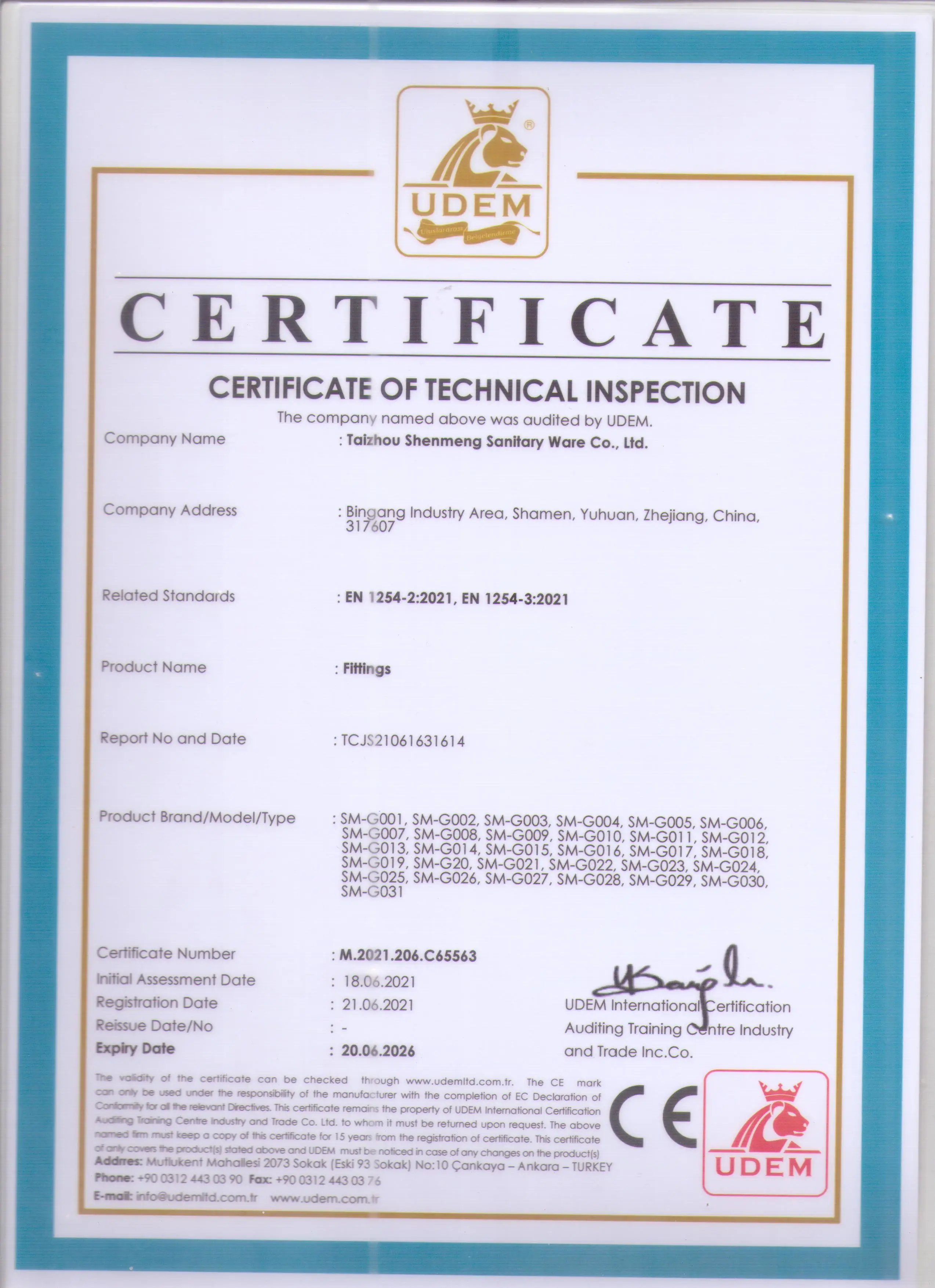 CE for brass fittings