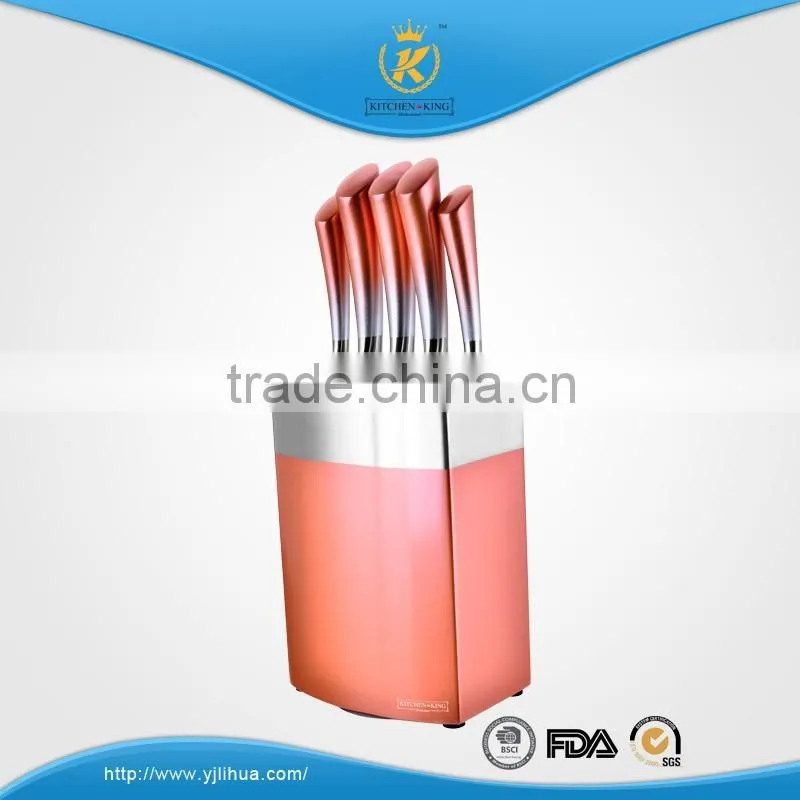 KITCHEN KING 8pcs hollow handle knife set with gradually changed non-stick coating effect