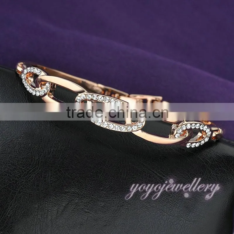 womens jewellery link shaped crystal 18k gold bangle saudi arabia jewelry