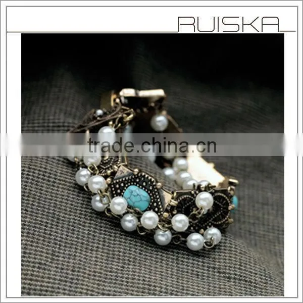 Vintage Pearl Natural Turquoise Bracelet