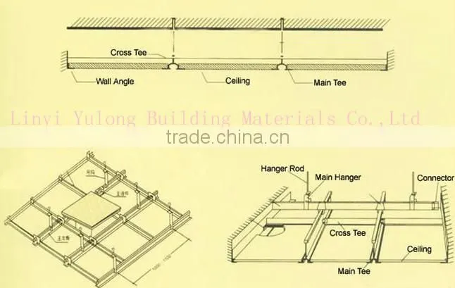 38H /0.3mm suspended system t bar/t grid for ceiling