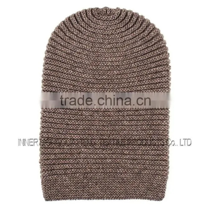 Midnight Navy Blue Chunky Rib Knit Cashmere Slouch Beanie