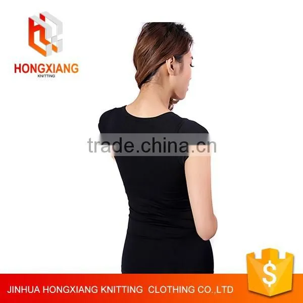 Fashion Custom Woman Printing Black T shirt Blank O neck 100%Cotton T-shirt