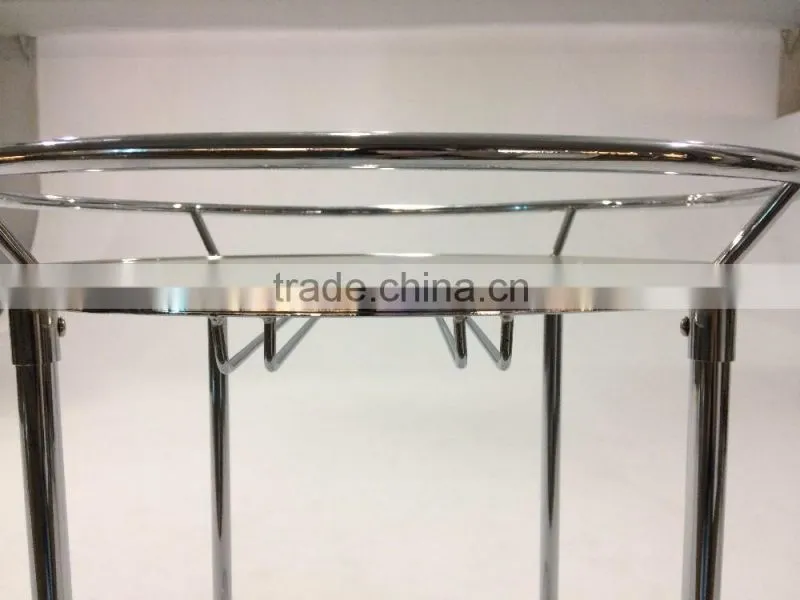 Modern Trolley/ Round Metal Glass Serving Cart