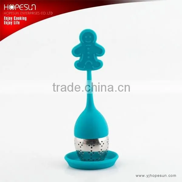 New design snow shape silicone tea strainer with saucer