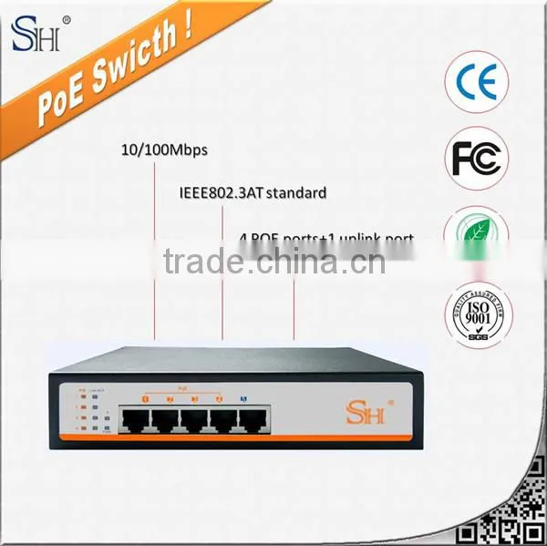 Single mode 5-port 10/100M Fast Ethernet PoE Switch