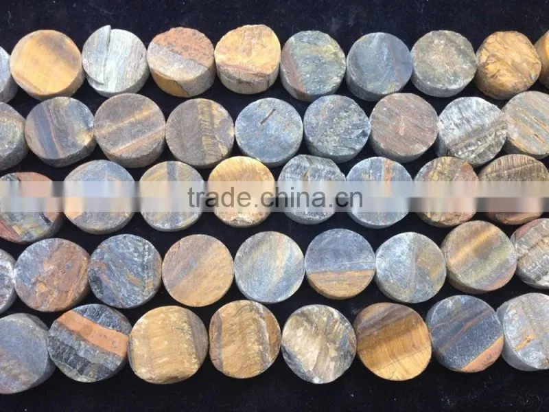 NO PS!!Wholesale Rough Tigereye Flat Coin Semi Precious Beads For Jewellery