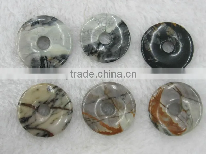 Wholesale Black Matrix Rhodonite dount gemstone