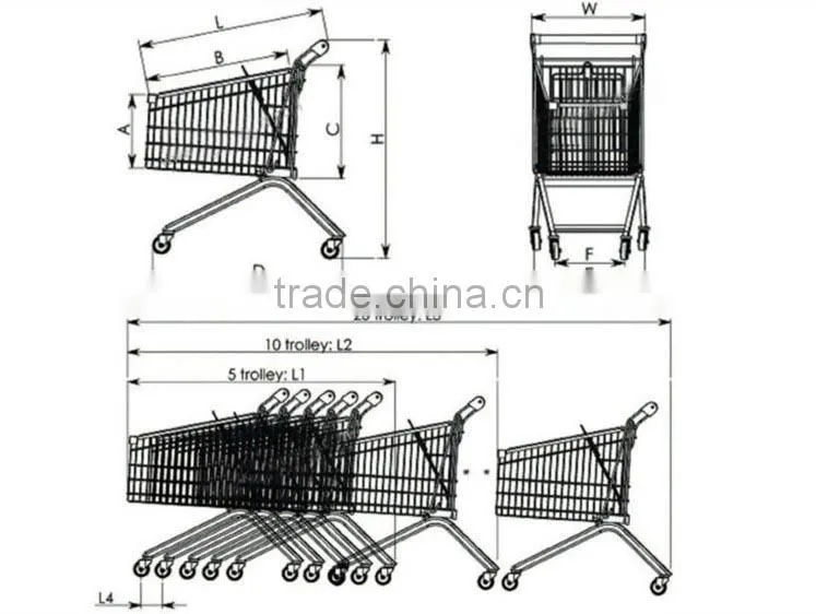 Best Selling Metal used shopping carts sale