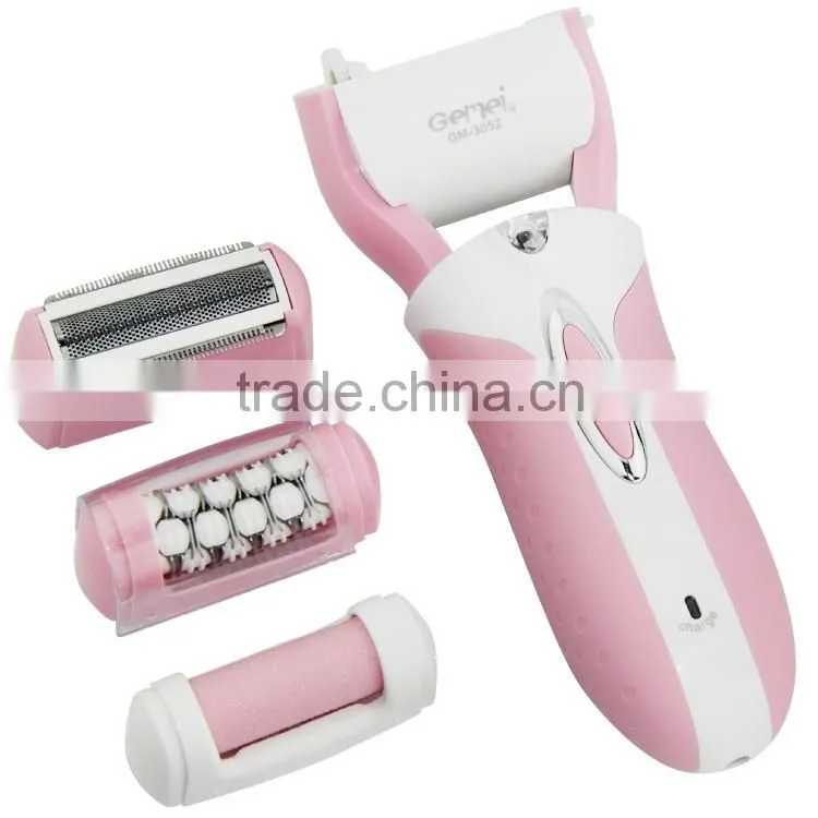 Rechargeable battery ladies fashion electric shaver epilator and pedicure foot file 3 in 1