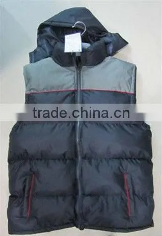 2013 new mens fashion padding vests with hood