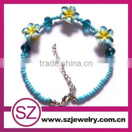 Popular polymer clay tear drop flower pattern dangle earring