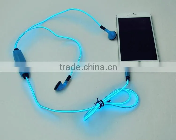 Mobile phone accessory light EL long wire earphone with microphone