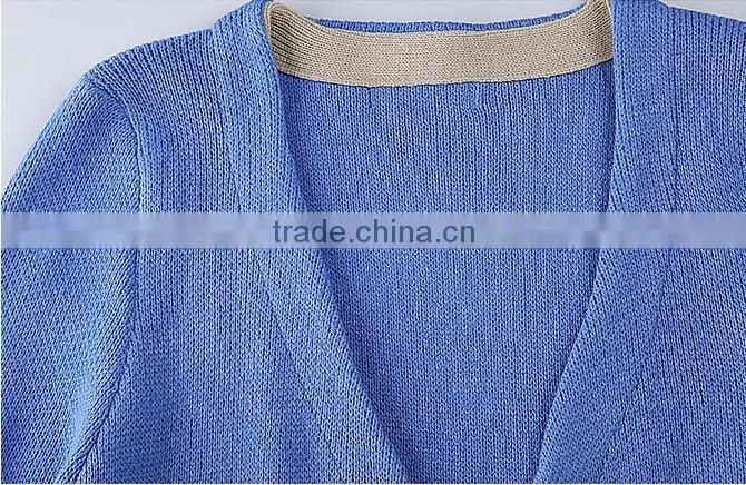 2014 new arrival stylish cotton v-collar cardigan models sweater for ladies