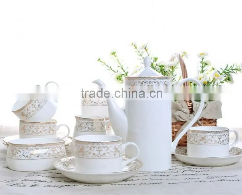 15pcs decal bone china coffee set with royal designs