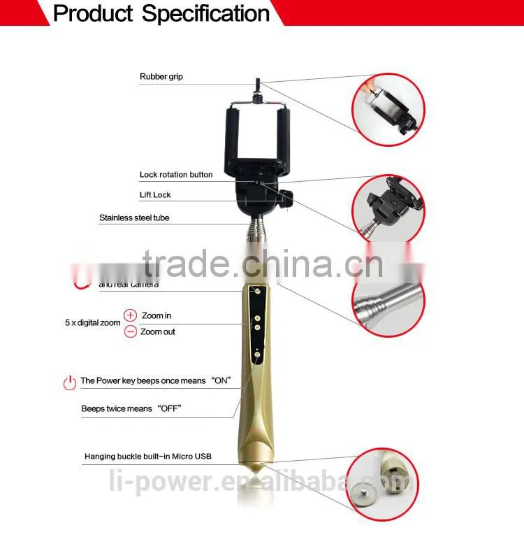 wireless Extendable Mobile Phone Selfie stick Holder