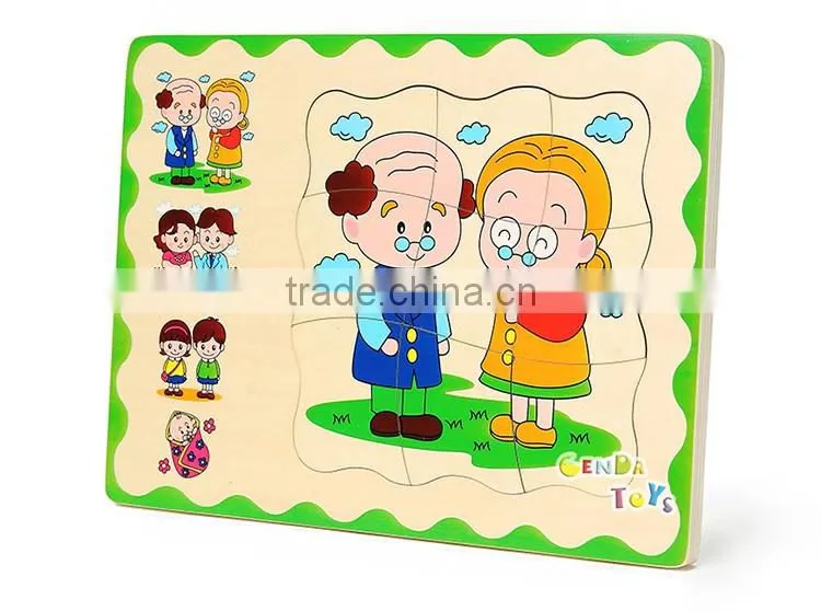 Hot selling wooden people's upgrowth kids puzzle toys