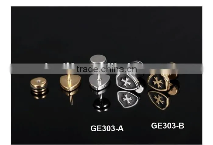 wholesale factory gold plated stainelss steel cross earrings for men