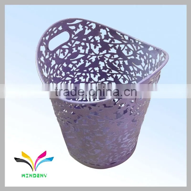 Counter top metal square flower embossing storage bins counter top waste bin for sale