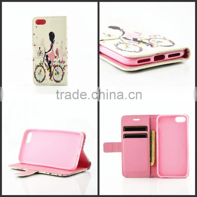 Happniess Girl leather case, wallet case stand cover for iphone 7, for new iphone cover